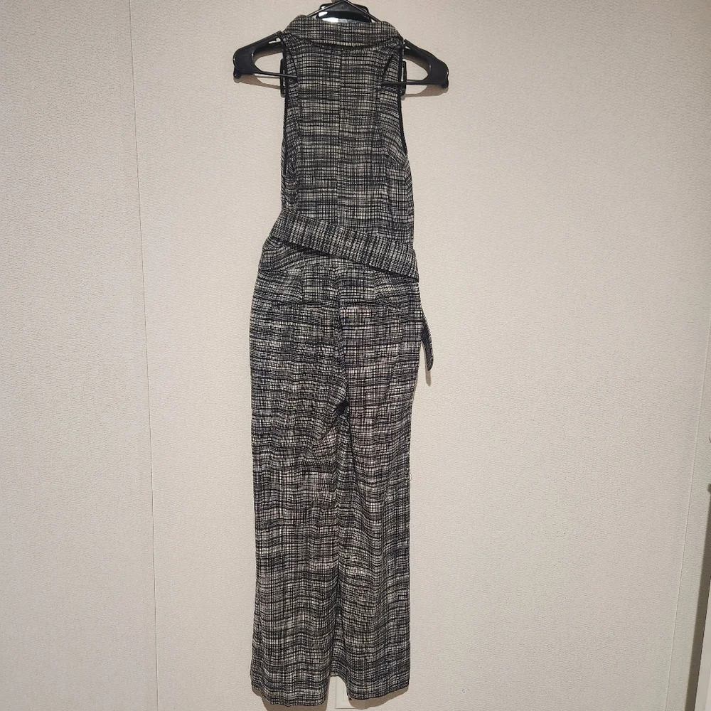 Maeve Anthropologie Sleeveless Plaid Jumpsuit Belted Size 0P - Picture 4 of 10